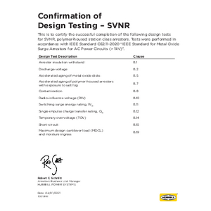 Confirmation of Design Testing - SVNR (TD01095E)